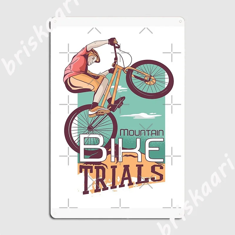 Mountain Biking Europe - Póster de placa de Metal para